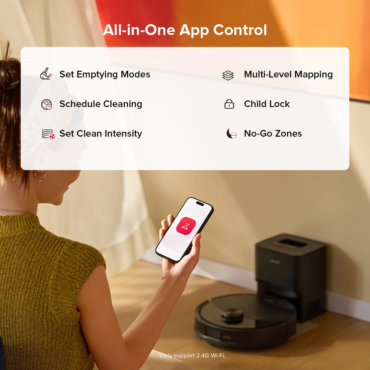 Auto-lifting mopping system on carpet