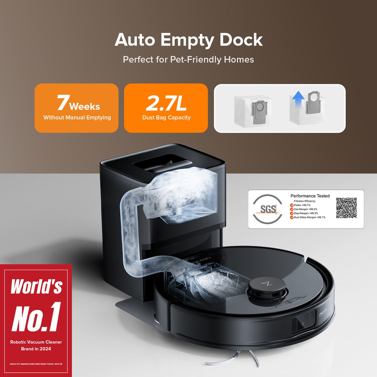 Roborock Q10 X5+ black robot vacuum view