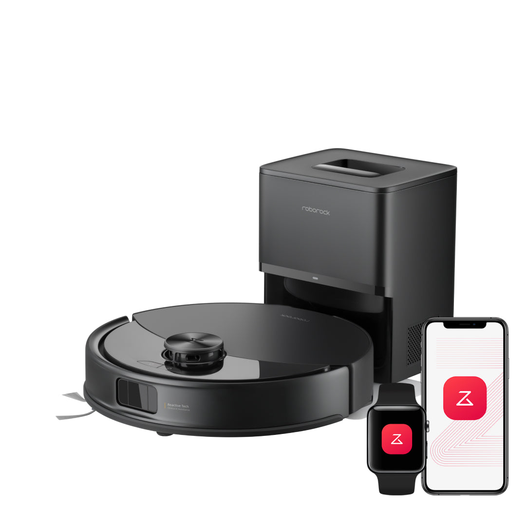 Roborock Q10 S5+ robot vacuum in black with auto-empty dock