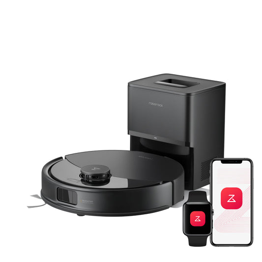 Roborock Q10 X5+ robot vacuum in black with auto-empty dock