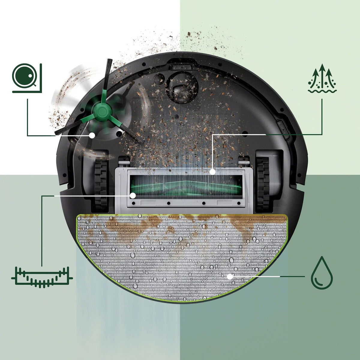 Roomba 105 Combo robot vacuuming debris on hardwood floor